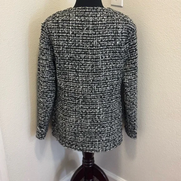 Walter Baker Bryson Tweed Jacket Blazer Boucle Black White Long Line M NEW $248 - Picture 4 of 10